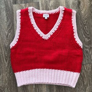 Le Lis Vibrant Knit Vest in Red and Pink